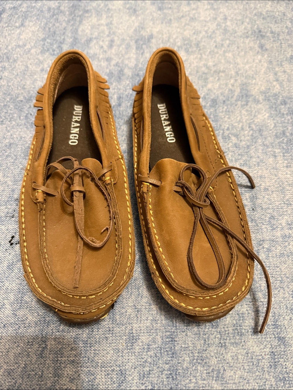 Durango Brown Women's Leather Moccasin Slip-Ons with Lace Tie